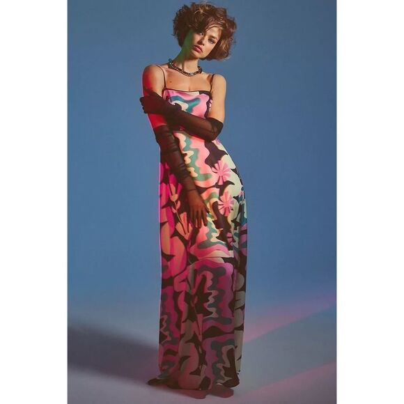 NWT Anthropologie x Oopscool Graphic Print Dress Size L - Picture 2 of 11